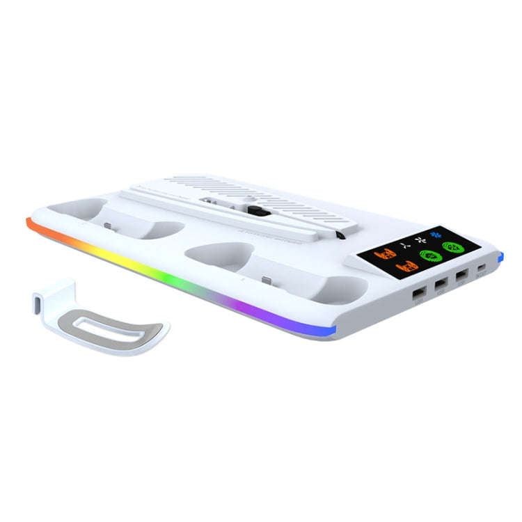 For PS5 Slim / PS5 iplay HA-8008 Cooling Bracket Headphone Organiser Grip Holder Charger(White)