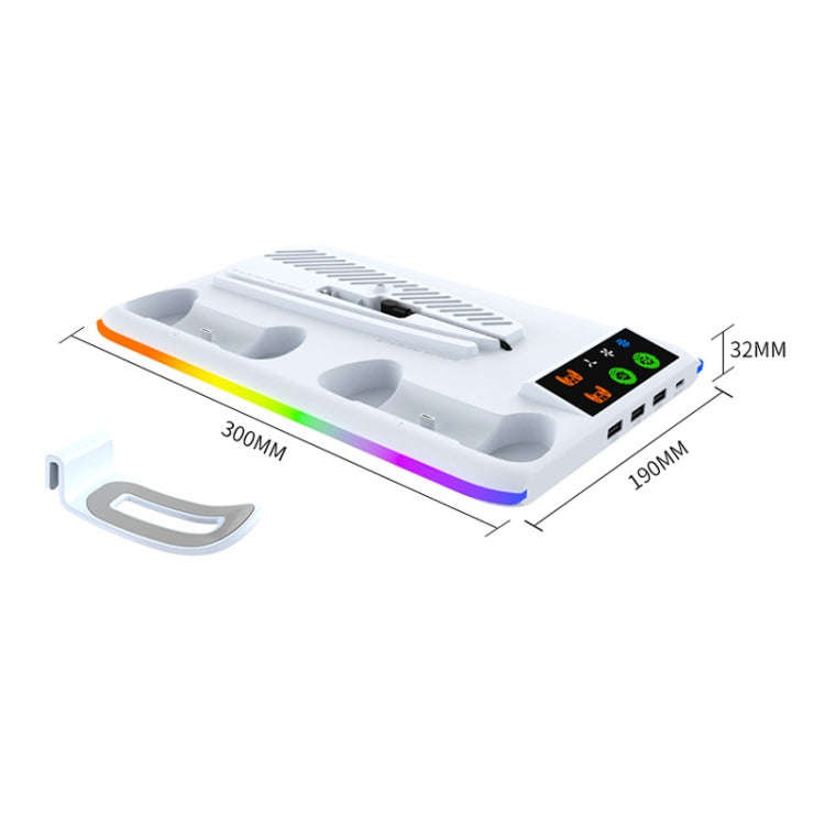 For PS5 Slim / PS5 iplay HA-8008 Cooling Bracket Headphone Organiser Grip Holder Charger(White)