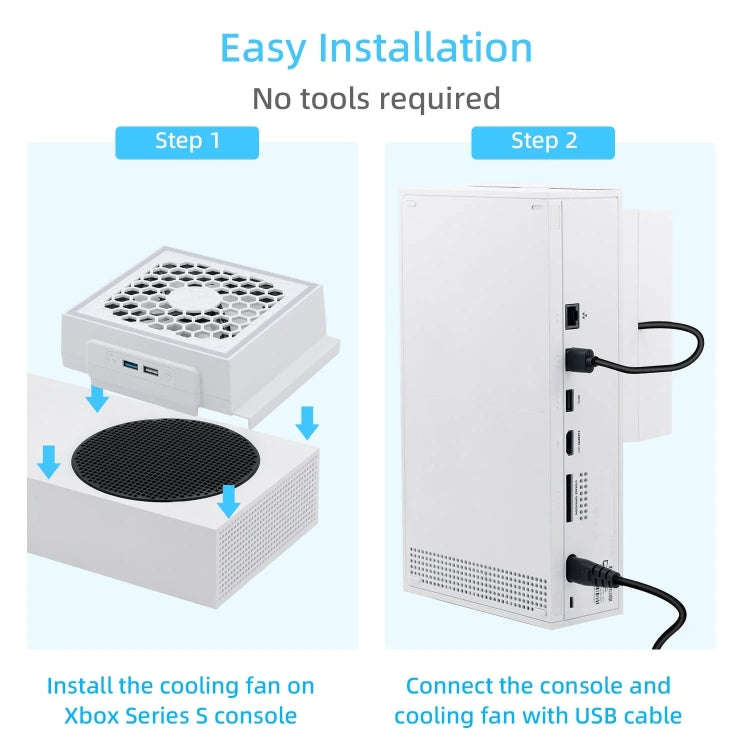 For XBOX Series S Console Side-mounted Cooling Fan RGB Color Light Radiator