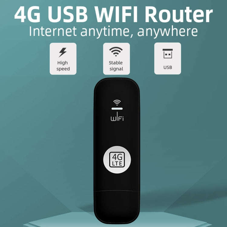Global Edition 4G UFI LTE WiFi Dongle Wireless Router Plug-in NIC Router(Black)