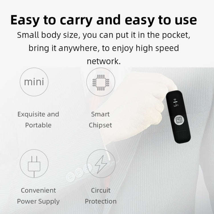 Global Edition 4G UFI LTE WiFi Dongle Wireless Router Plug-in NIC Router(Black)