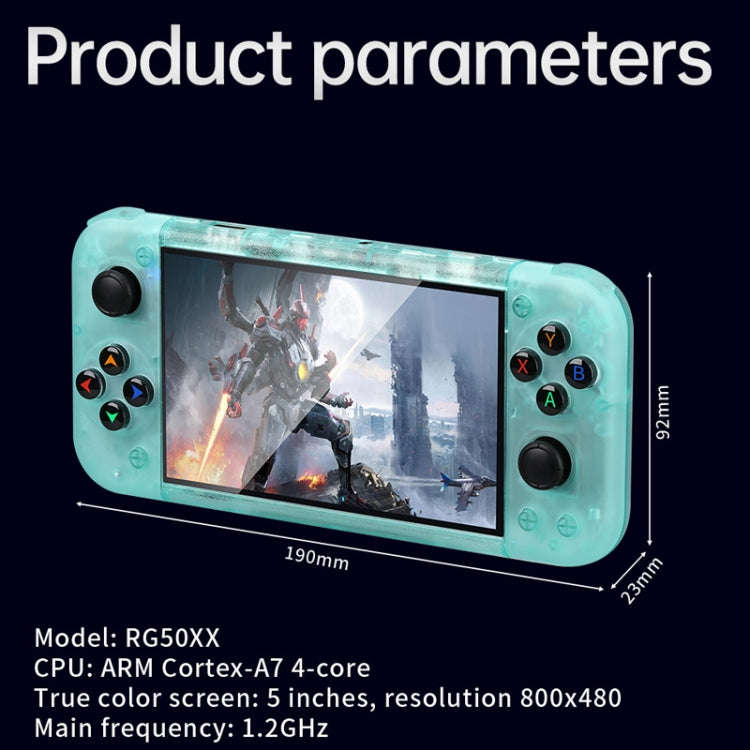 RG50XX 5-Inch Retro Handheld Game Console Linux System Built In 15000+ Games(Green)