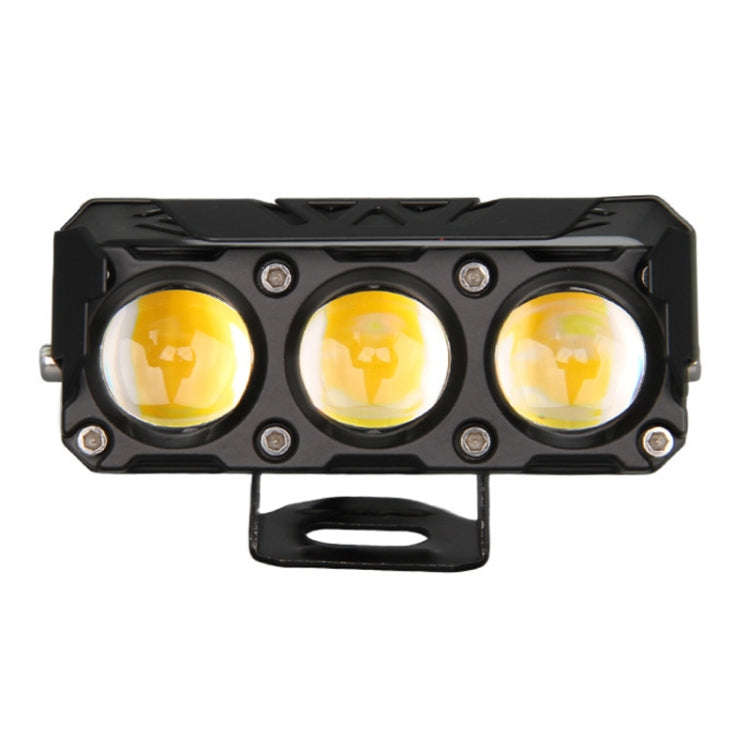 35W Motorcycle Spotlight Dual Color LED Headlight Triple Eye Waterproof Headlight, Model: Flashin...