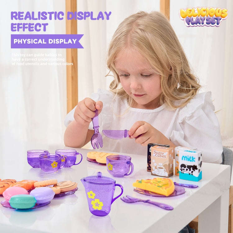 33pcs /Set Simulation Tableware Pretend Play Toy Kit Dessert Role Play Toys(99055 Pink)