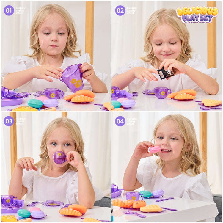 33pcs /Set Simulation Tableware Pretend Play Toy Kit Dessert Role Play Toys(99055 Pink)