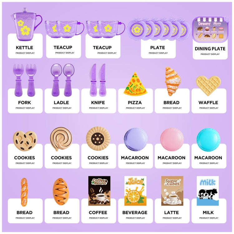 33pcs /Set Simulation Tableware Pretend Play Toy Kit Dessert Role Play Toys(99055 Pink)