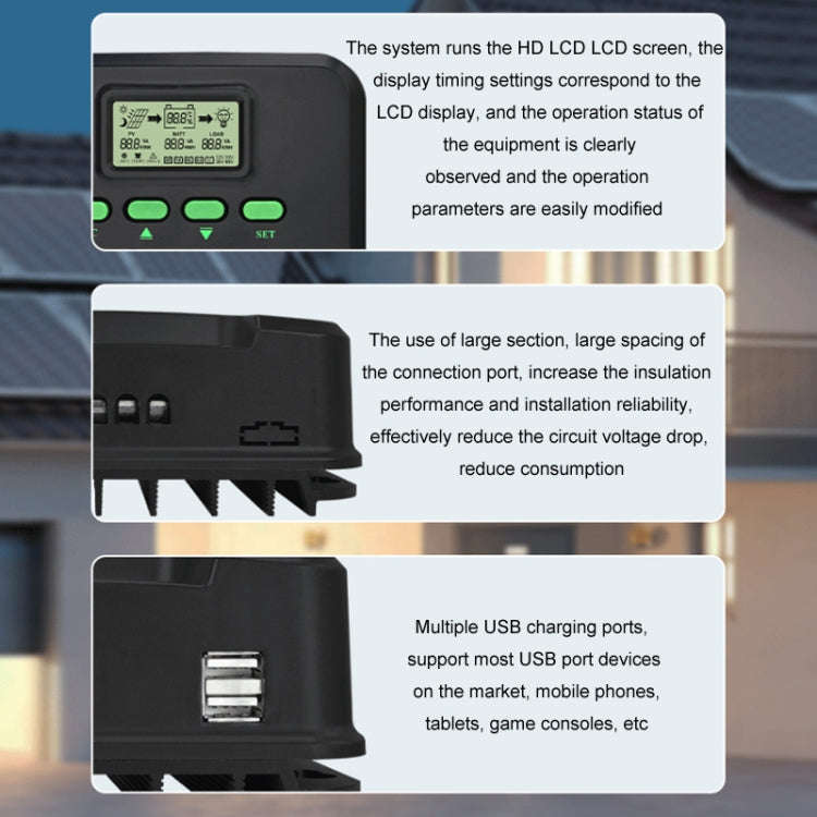 12V-24V 40A WIFI Remote MPPT Home Energy Storage Control System Solar Controller, Model: CM-D40