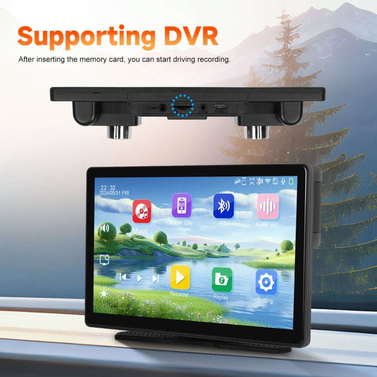 8-Inch HD Wireless CarPlay Screen DVR With Dash Cam/1080p Front Rear Camera/Bluetooth/AirPlay