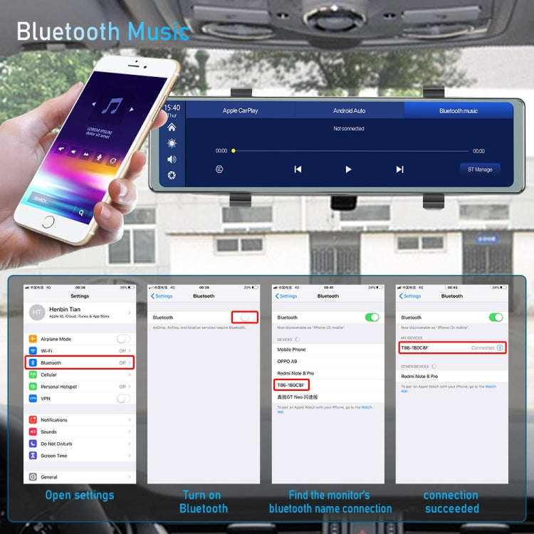 11.26 Inch 2-Split Streaming Media Rearview Mirror Front And Rear Dual Camera Recorder