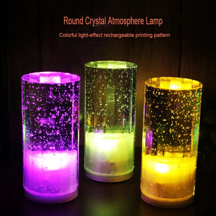 USB Charging LED Round Bar Crystal Lamp KTV Atmosphere Decorative Light, Color: Colorful Fixed Color