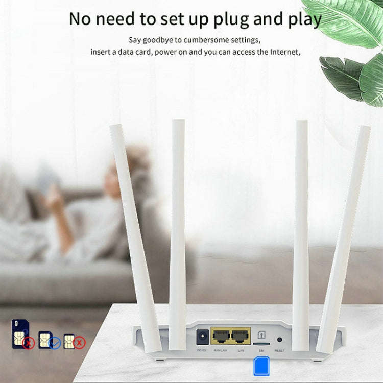 4G Wireless SIM Card Router 4G Hotspot Sharing Mobile CPE Full Netcom, EU Plug(White)