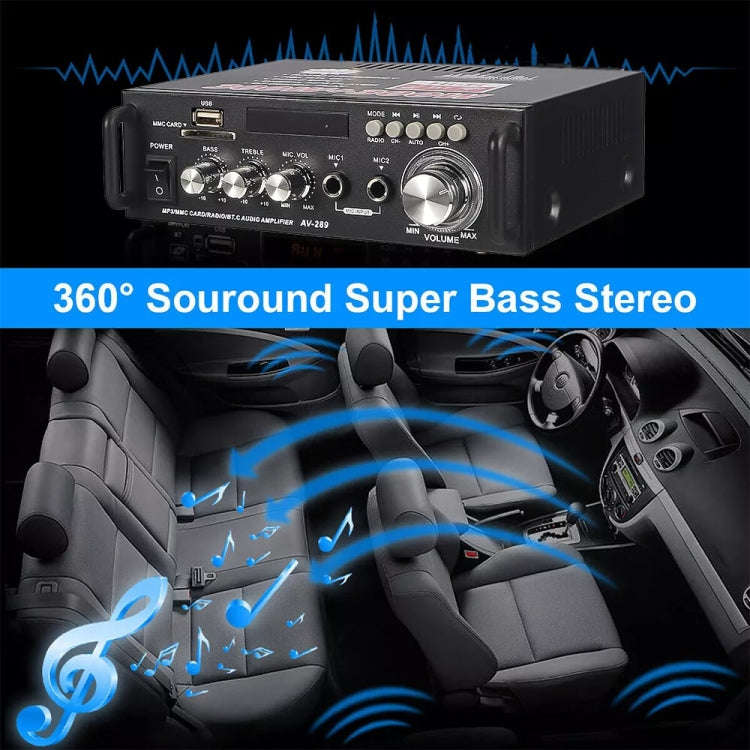 AV-298BT 300W+300W Hi-Fi Stereo Amplifier Bluetooth Home Audio Karaoke Digital Amplifier EU Plug