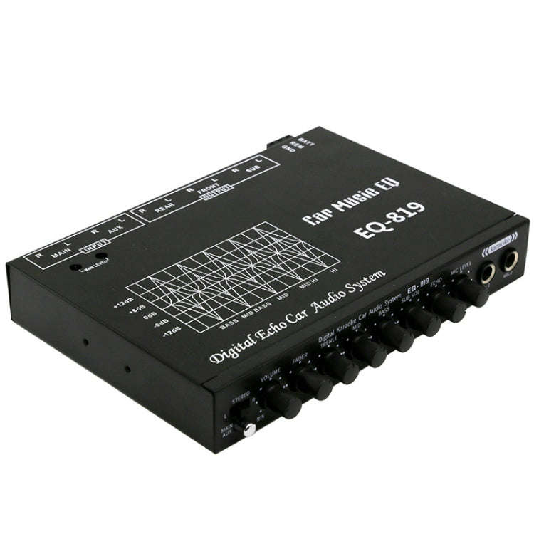 EQ-819 Car Audio Equalizer EQ Tuning Crossover Amplifier Supports Dual Microphone Input Reverbera...