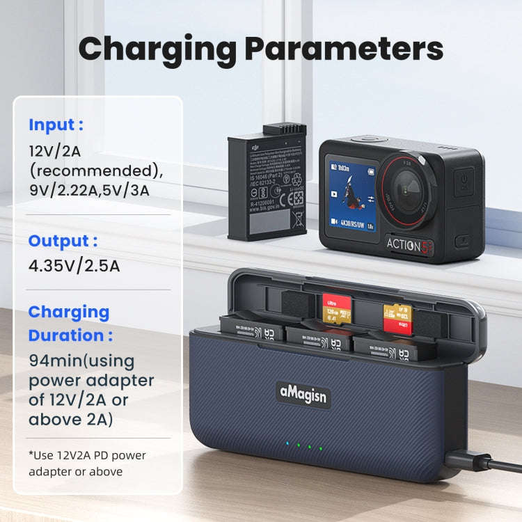 aMagisn Battery Charger For DJI Osmo 360 II / Osmo 360 / Action 5 Pro