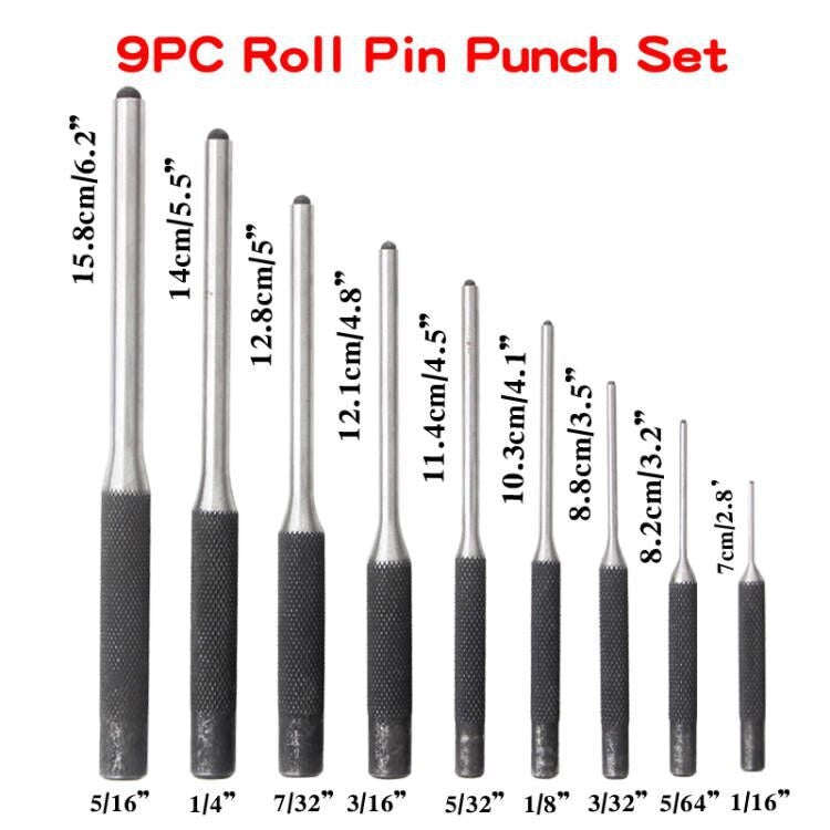 9-in-1 Heavy Duty Roll Pin Punch Set Round Punch Removal Tools, Spec: Canvas Packaging