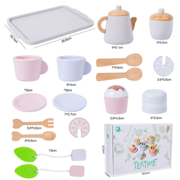 17pcs /Set Children Pretend Play Wooden Afternoon Tea Toy Simulation Fun Interactive Boys and Gir...