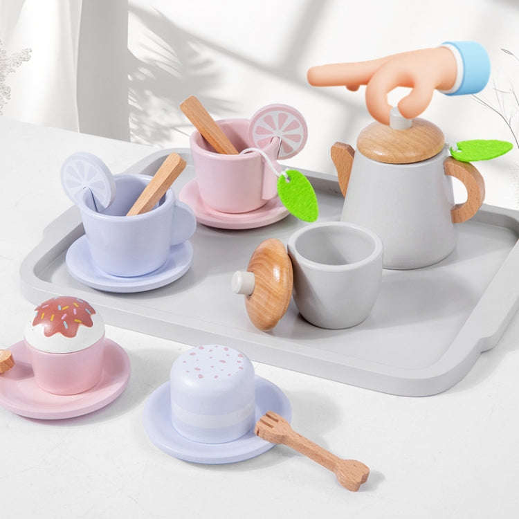 17pcs /Set Children Pretend Play Wooden Afternoon Tea Toy Simulation Fun Interactive Boys and Gir...
