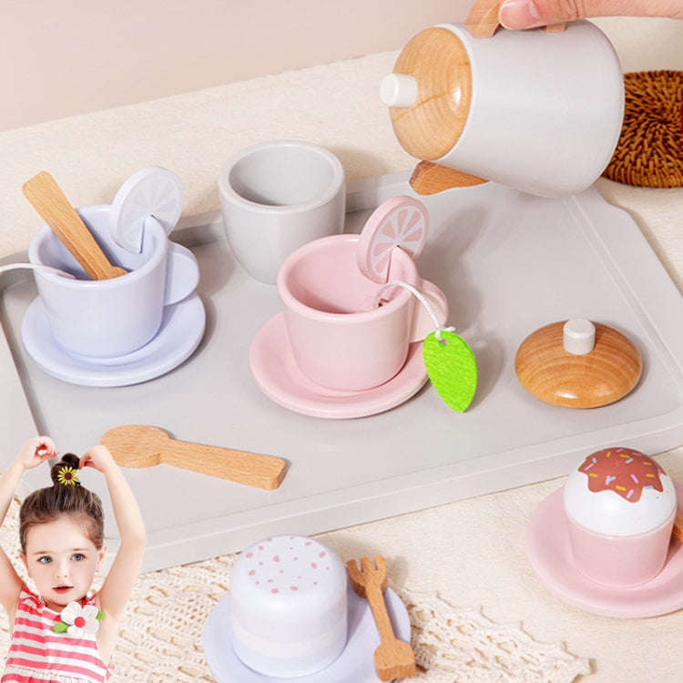 17pcs /Set Children Pretend Play Wooden Afternoon Tea Toy Simulation Fun Interactive Boys and Gir...