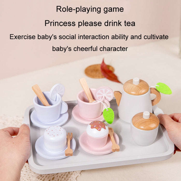17pcs /Set Children Pretend Play Wooden Afternoon Tea Toy Simulation Fun Interactive Boys and Gir...