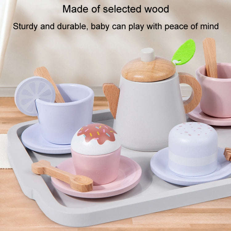 17pcs /Set Children Pretend Play Wooden Afternoon Tea Toy Simulation Fun Interactive Boys and Gir...