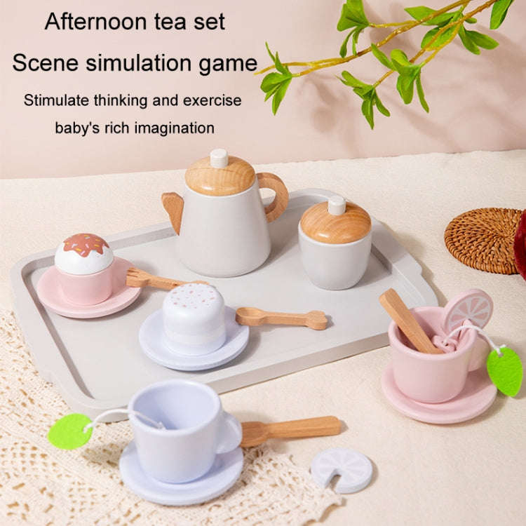 17pcs /Set Children Pretend Play Wooden Afternoon Tea Toy Simulation Fun Interactive Boys and Gir...