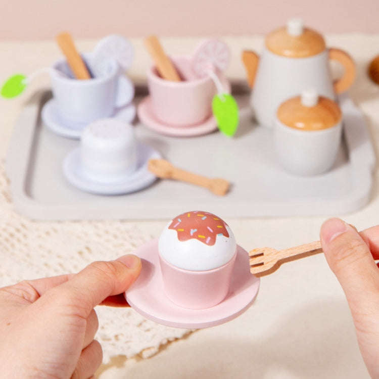 17pcs /Set Children Pretend Play Wooden Afternoon Tea Toy Simulation Fun Interactive Boys and Gir...
