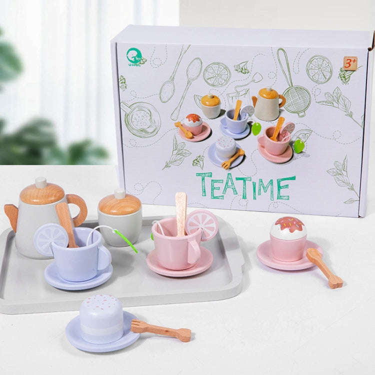 17pcs /Set Children Pretend Play Wooden Afternoon Tea Toy Simulation Fun Interactive Boys and Gir...