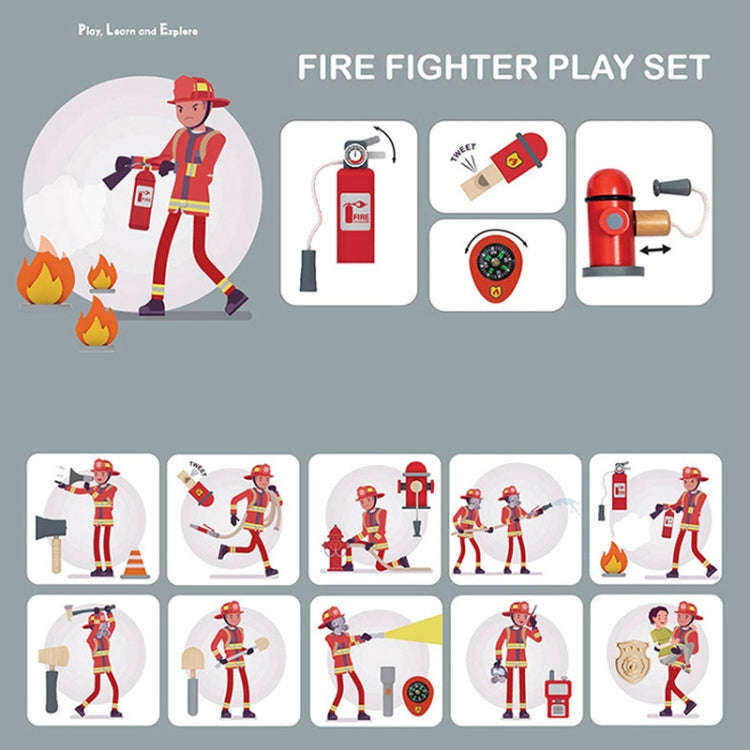 Children Simulation Fireman Set Role Play Educational Toy Firefighting Tools Scenario Cosplay Toy
