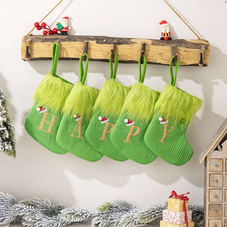 Knitted Letter Christmas Sock DIY Home Hangings, Style: K