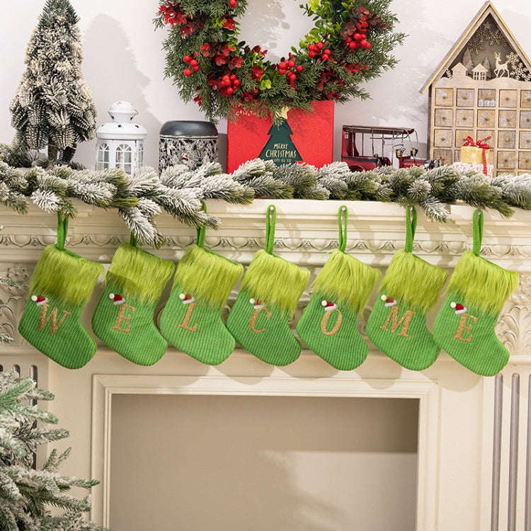 Knitted Letter Christmas Sock DIY Home Hangings, Style: K