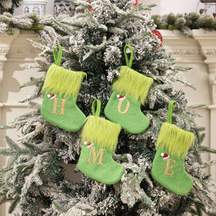 Knitted Letter Christmas Sock DIY Home Hangings, Style: K
