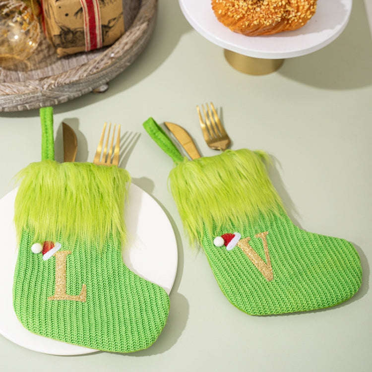 Knitted Letter Christmas Sock DIY Home Hangings, Style: K