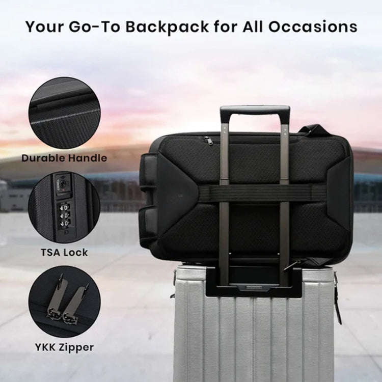 BANGE BG-2956 Expandable Hard Shell Computer Bag Men Business Backpack(Black)