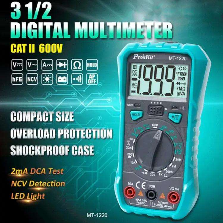 ProsKit MT-1220-C 3-1/2 Burn-Proof Digital Intelligent Multimeter