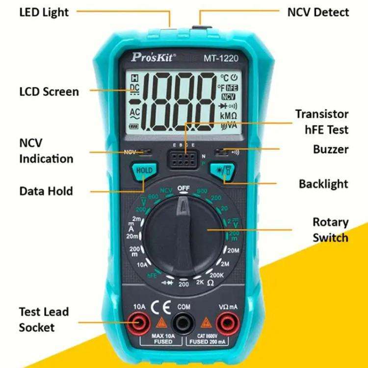 ProsKit MT-1220-C 3-1/2 Burn-Proof Digital Intelligent Multimeter