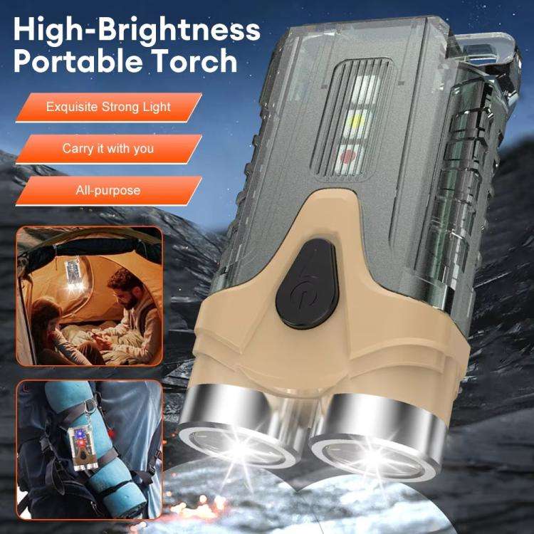 E-SMARTER Portable LED Keychain Light Outdoor Camping Dual Lamp(Gray)