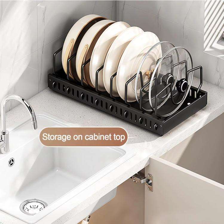 Kitchen Pull-Out Rack Pots And Pans Organizer Cabinet Countertop Dish Tray 42cm White