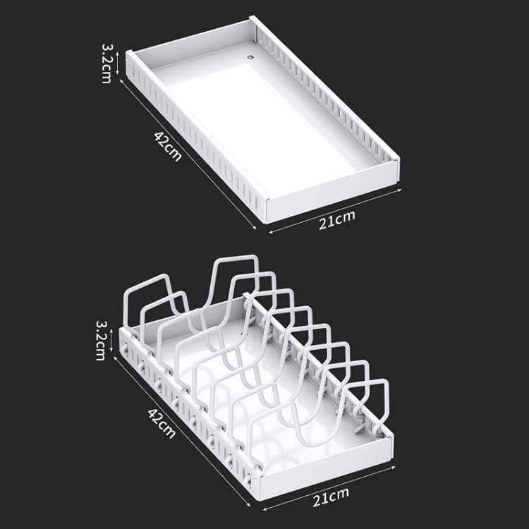 Kitchen Pull-Out Rack Pots And Pans Organizer Cabinet Countertop Dish Tray 52cm Black