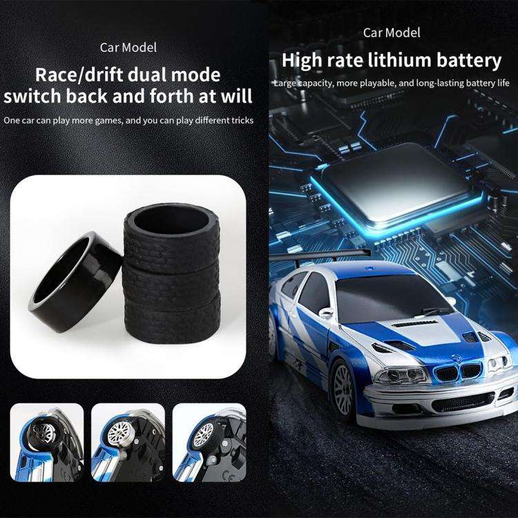 1:43 Full Scale Mini 4WD Drifting Charging Remote Control Car, Color: 4302G Blue M3 With Gyroscope