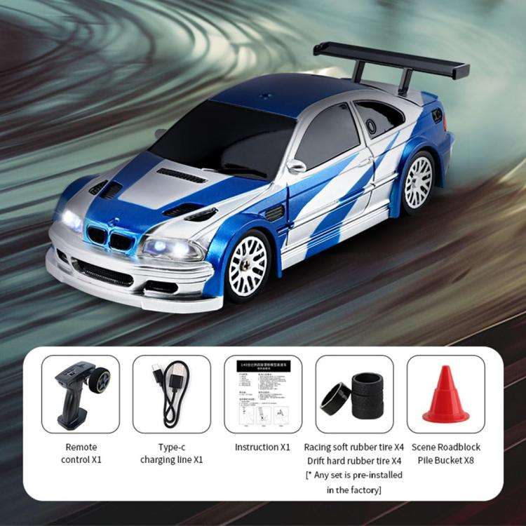 1:43 Full Scale Mini 4WD Drifting Charging Remote Control Car, Color: 4302G Blue M3 With Gyroscope