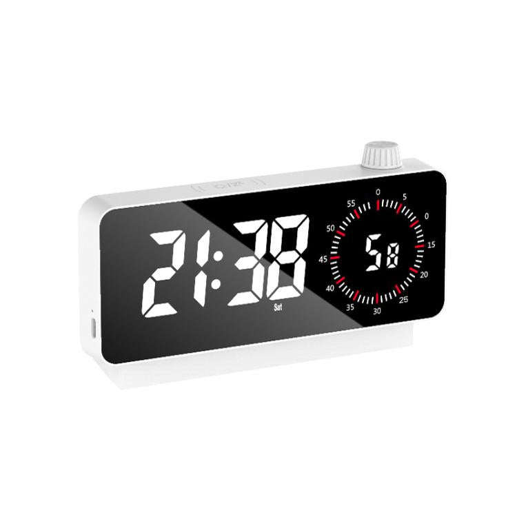 Multi-Functional LED Screen Mirror Charging Alarm Clock Reminder Visual Timer(White)