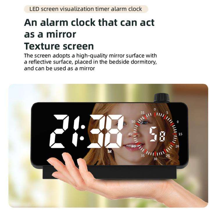 Multi-Functional LED Screen Mirror Charging Alarm Clock Reminder Visual Timer(White)
