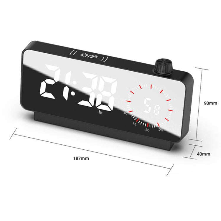 Multi-Functional LED Screen Mirror Charging Alarm Clock Reminder Visual Timer(White)