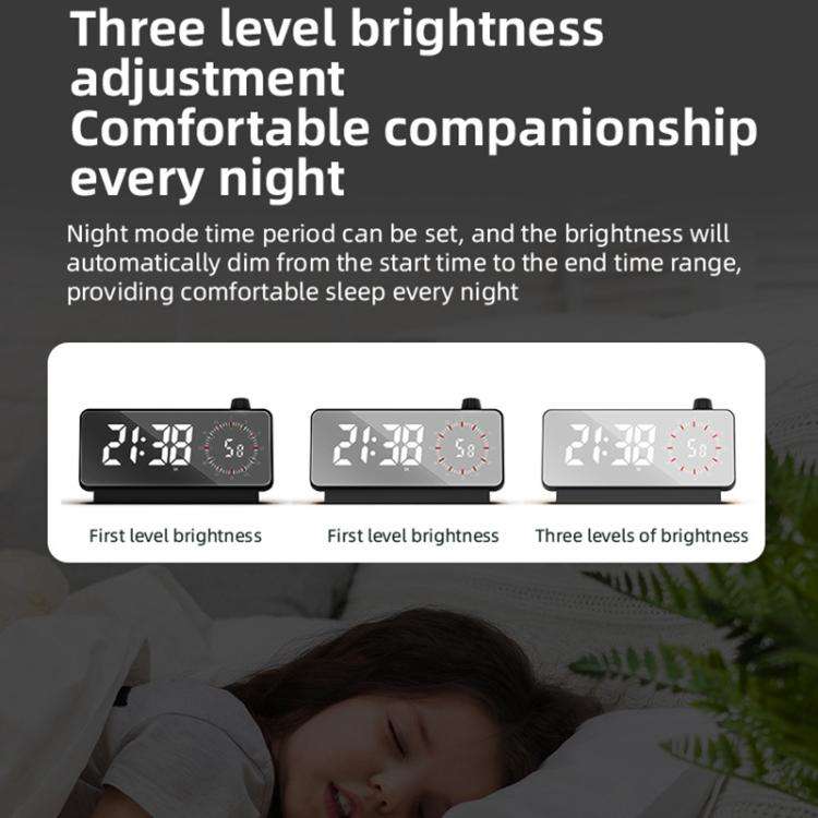 Multi-Functional LED Screen Mirror Charging Alarm Clock Reminder Visual Timer(White)