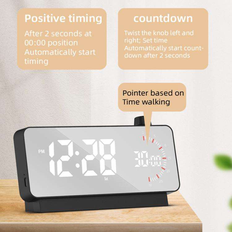 Multi-Functional LED Screen Mirror Charging Alarm Clock Reminder Visual Timer(White)
