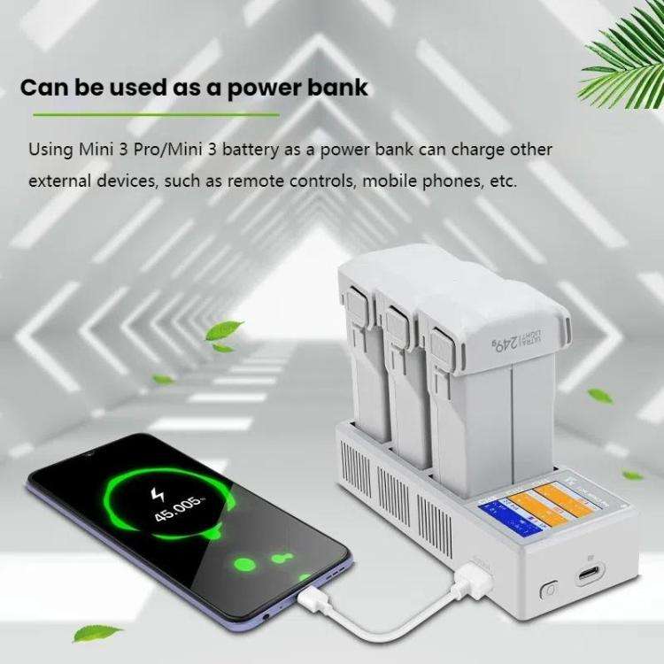 For DJI Mini 4 Pro / Mini 3 Pro / Mini 3 YX Color Screen 3-Way Charger Battery Manager With 65W U...