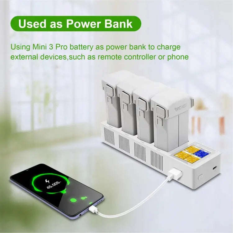 For DJI Mini 4 Pro / Mini 3 Pro / Mini 3 YX Four-Way Color Screen Charger Battery Manager(Light G...