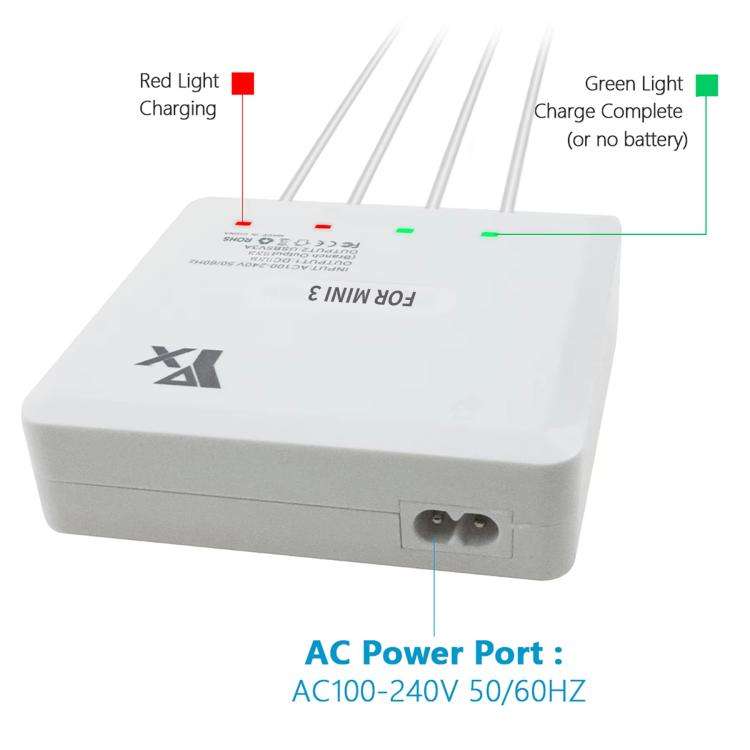 For DJI Mini 4 Pro / Mini 3 Pro / Mini 3 Drone YX 4-way Charger Battery Butler AU Plug