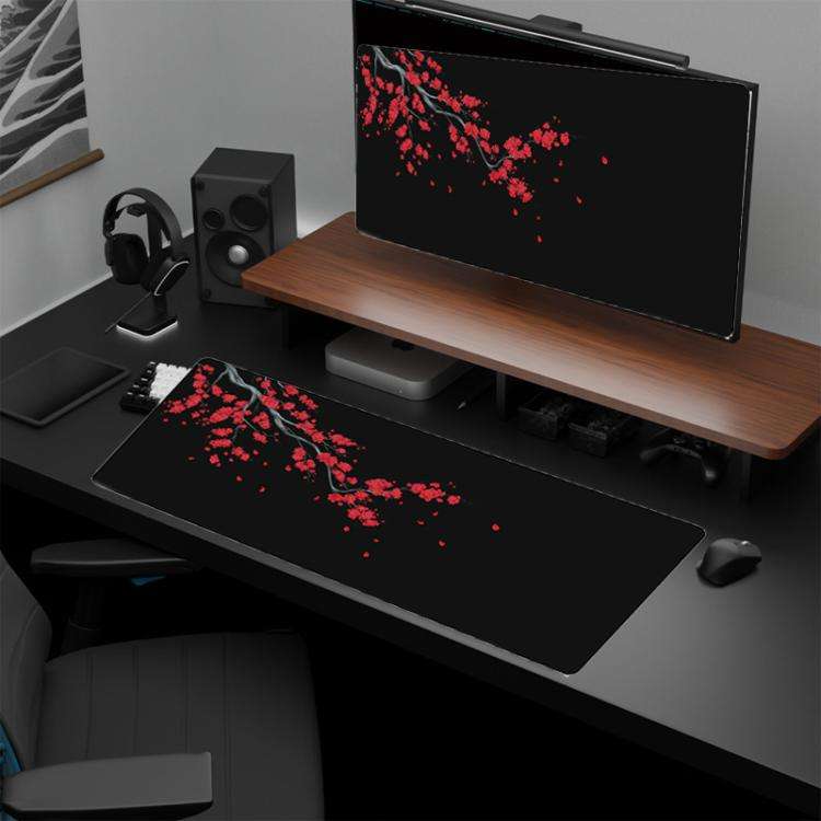 300x700x2mm Ink Painting Cherry Blossom Rubber Non-Slip Mouse Pad Desk Mat(Pattern 20)
