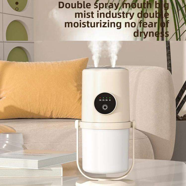 Desktop Dual Port Humidifier Portable Mini Air Purifier With Nightlight, Color: Beige